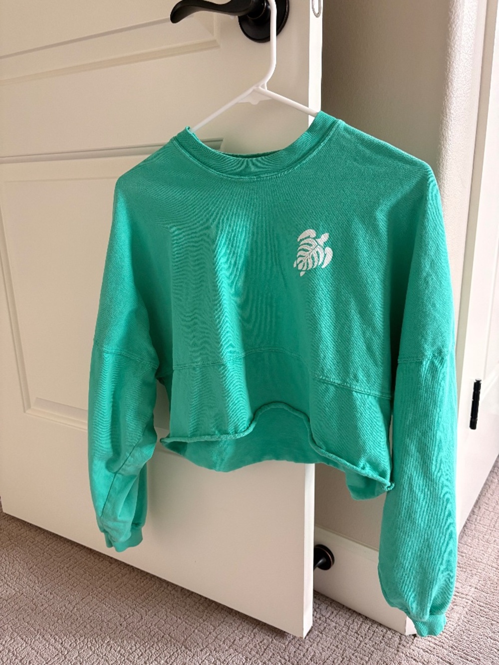 RARE Spirit Jersey Turtle Bay Hawaii Crewneck Cropped Teal Long Sleeve Size XS